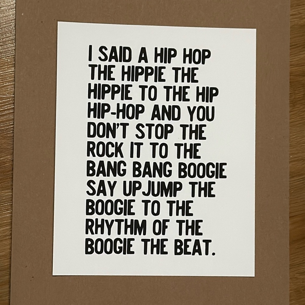 8x10 Hip Hop lyrics print